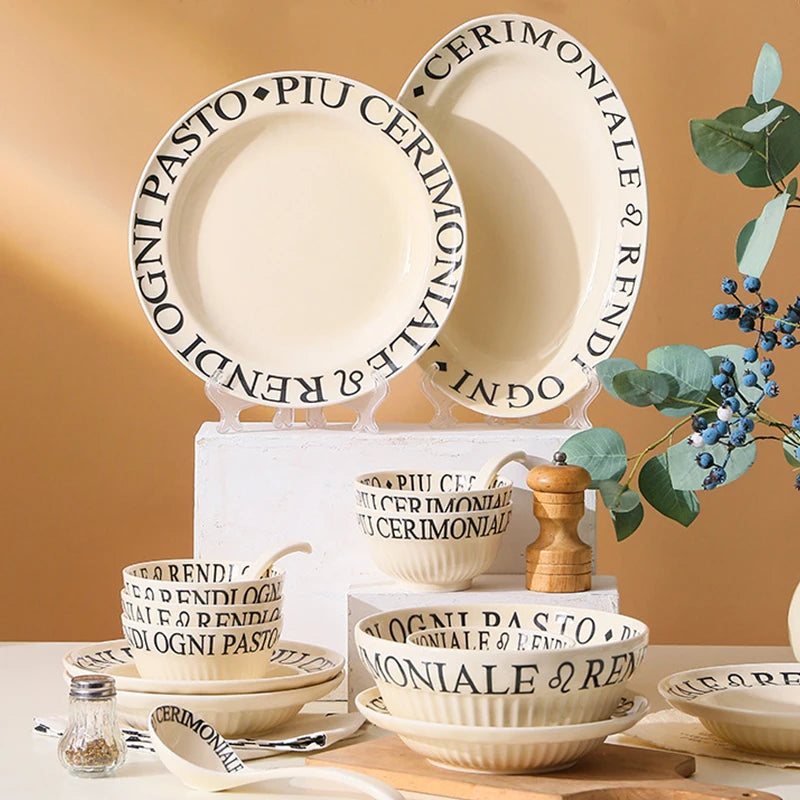 Ceramic Dinner Plates Dinnerware Set Household Tableware Gift Restaurant Wedding Flat Soup Plate Custom Design Size Color