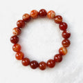 Gemstone Stretch Beads Bracelet 10cm Red Onyx Red Agate Natural Carnelian Bracelet