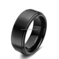 POYA 6mm 8mm Black Ceramic Brushed Center Step Edge Promise Unique Ring for Men Anniversary Gift