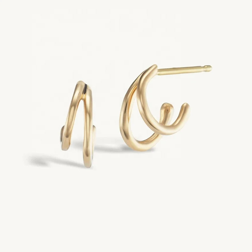 LOZRUNVE 925 Sterling Silver Smooth Simple Miminal Half Open Huggie Mini Hoop Earring