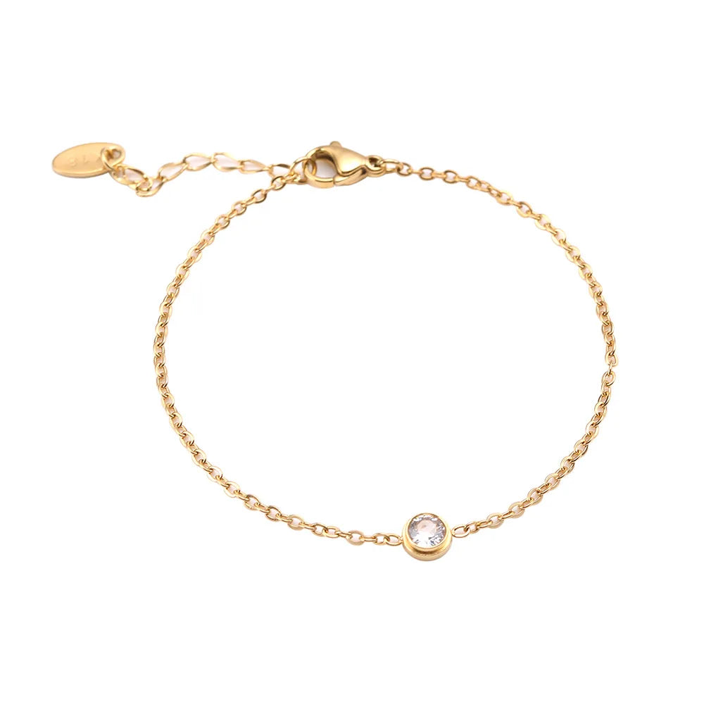 Beimai OEM Simple Zircon Titanium Steel Fine Jewelry Bracelet