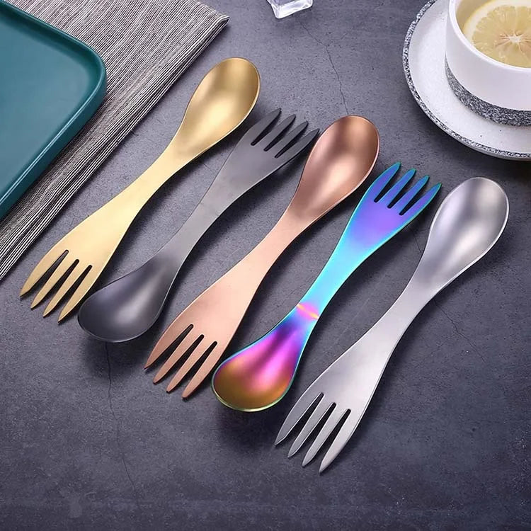 430 Stainless Steel Multifunctional Gold Beer Bottle Opener Creative Dual Purpose Tea Spoon Fork for Travel Kitchenware Tea