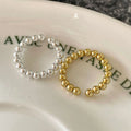 Europe and the United States Ins Cold Talk Wind Sterling Silver Bead Ring Fashion Niche Open Round Bead Rings Female