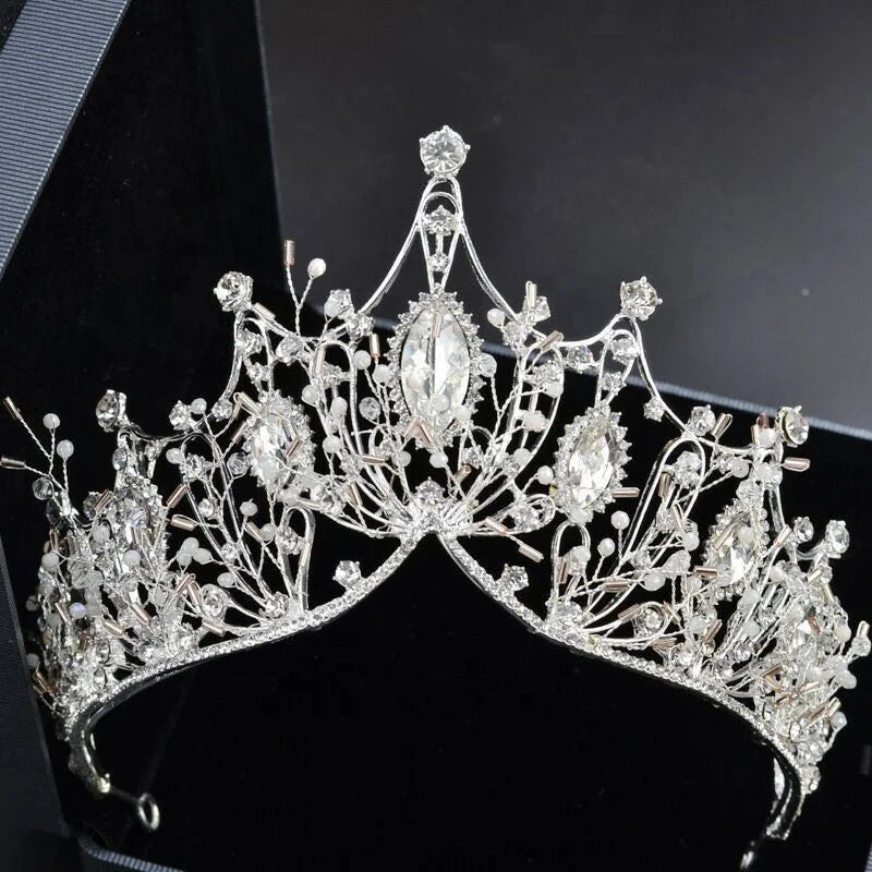 European and American Style Crystal Headband Fancy Jewelry Crown Bridal Pearl Crystal Tiara for Wedding