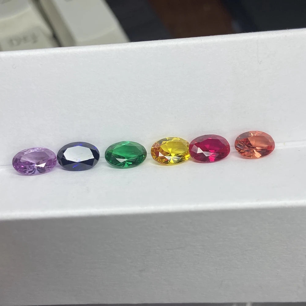 5x7mm Oval Cut 6 Colors Per Set Synthetic Red Blue Yellow Green Purple Rainbow Sapphire Corundum Stone