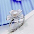 Camellia Collection 6-7mm June Stone Organic Gemstone Ring Natural Freshwater Pearl Jewelry Organic Pearl Ring