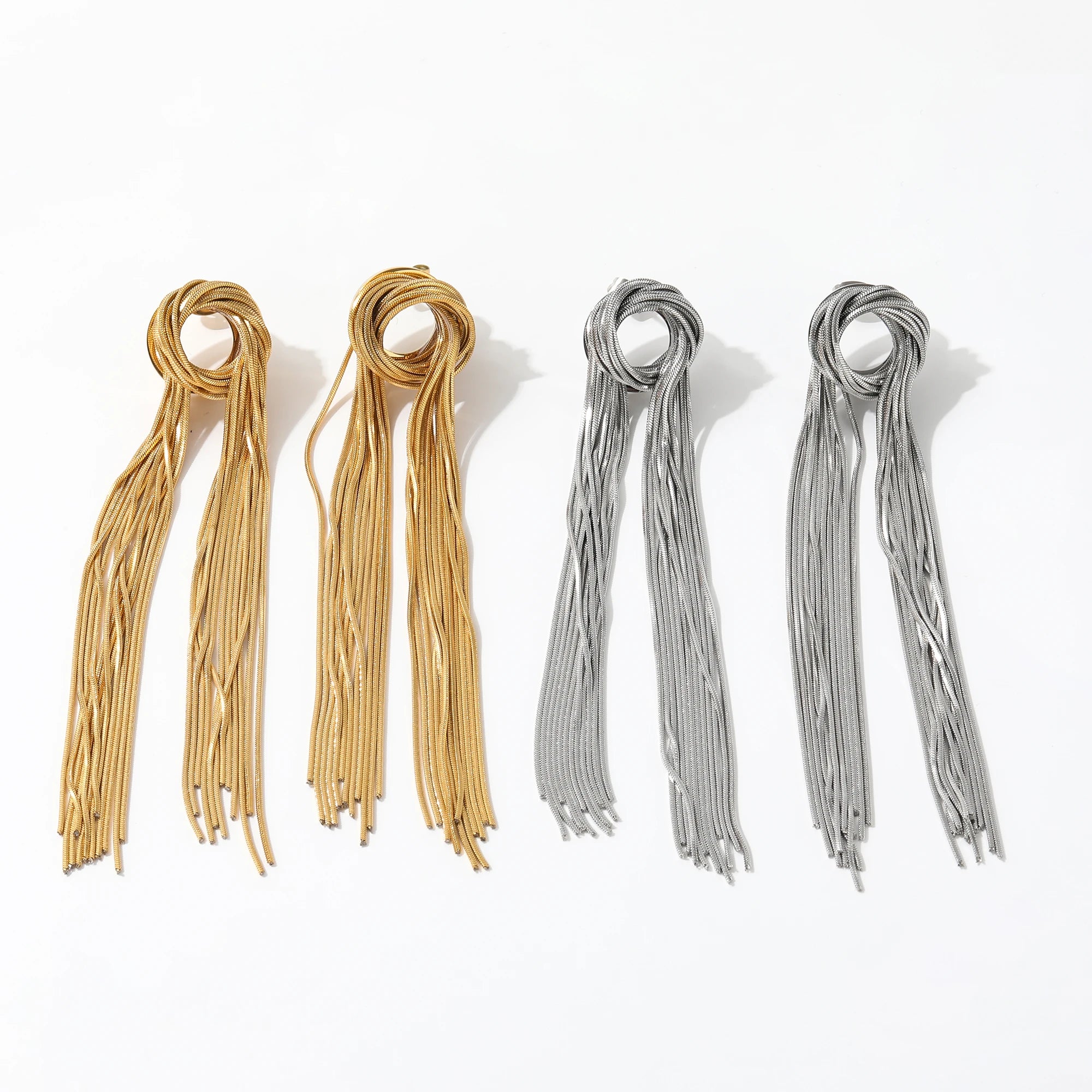 New Trendy Earring 18K Gold Plated Statement Long Tassel Drop Earrings for Women Stainless Steel Earrings Wholesale
