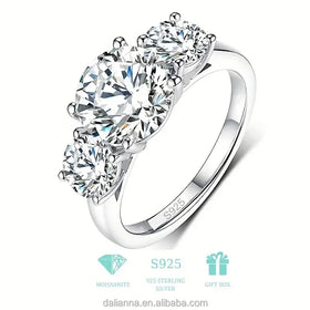 Cheap Brilliant Cut 925 Silver Ring 18k Gold Plated Jewelry Moissanite Circular2ct4ct Engagement Diamond Ring Fine Jewelry Rings