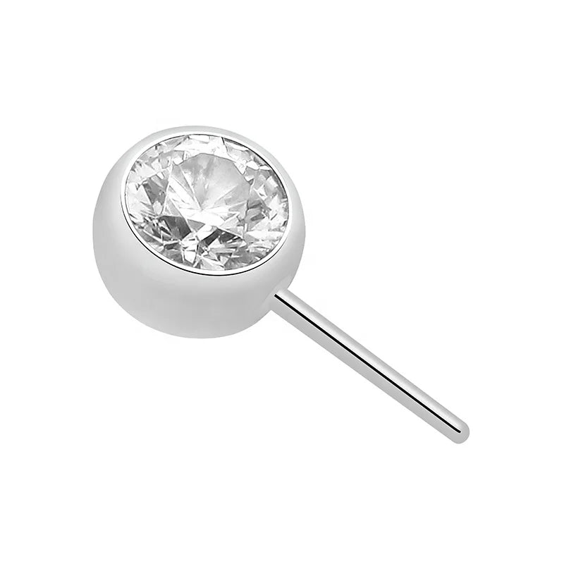 Wholesale Bulk ASTM 136 Titanium Ear Piercing Body Jewelry Cubic Zirconia Main Stone Threadless End Wedding Gift