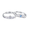 Romantic Design Jewelry Couple Rings Wedding Finger Crown Rings Adjustable Gemstone Princess Couple Ring Jewelry