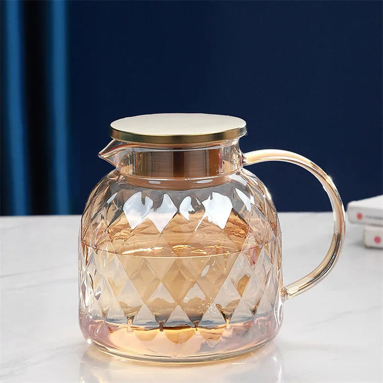 Wholesale Products Easy Clean Glass Juice Pitcher Amber Glass Water Jug With Removable Lid and Wide Handle for Fridge