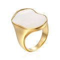 French Retro 18k Gold Plated Stainless Steel Women Ring Jewelry Irregular Chunky Shell Rings