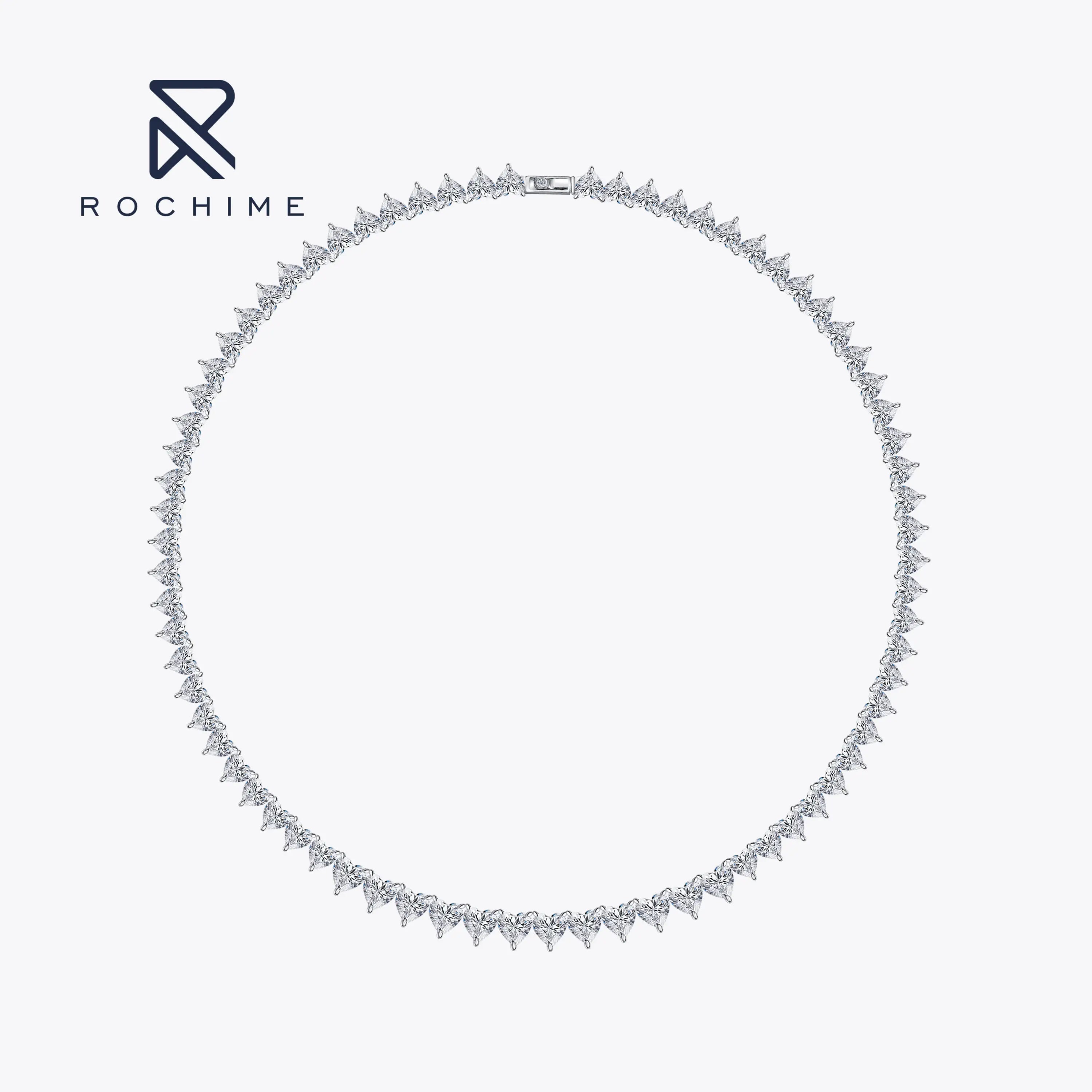 Rochime Romantic Sweet Heart Full Diamond Necklace 925 Silver Rhodium Plated Fashion Jewelry Necklaces