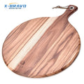 Acacia Wood Home Pizza Board Chopping Peel Wooden Cutting Round Baking Pizza Shovel