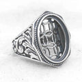 Sterling Silver 14*19mm Semi Mount Men's Ring Frame Empty Blank Bar Bezel Setting S925 Base Without Center Stone for DIY Inlay