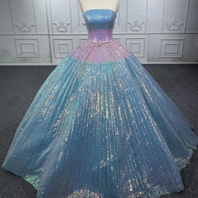 Jancember 1147 Bling Contrast Color Sequins Ball Gown Quinceanera Dresses