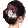 Bridal Hair Clip with White Edge White Petal Handmade Pearl Hair Clip Wedding Hair Accessories