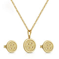 New Arrival Fashion Simple Stainless Steel Jewelry Set 18k Gold Button Earrings Necklace Sets for Women