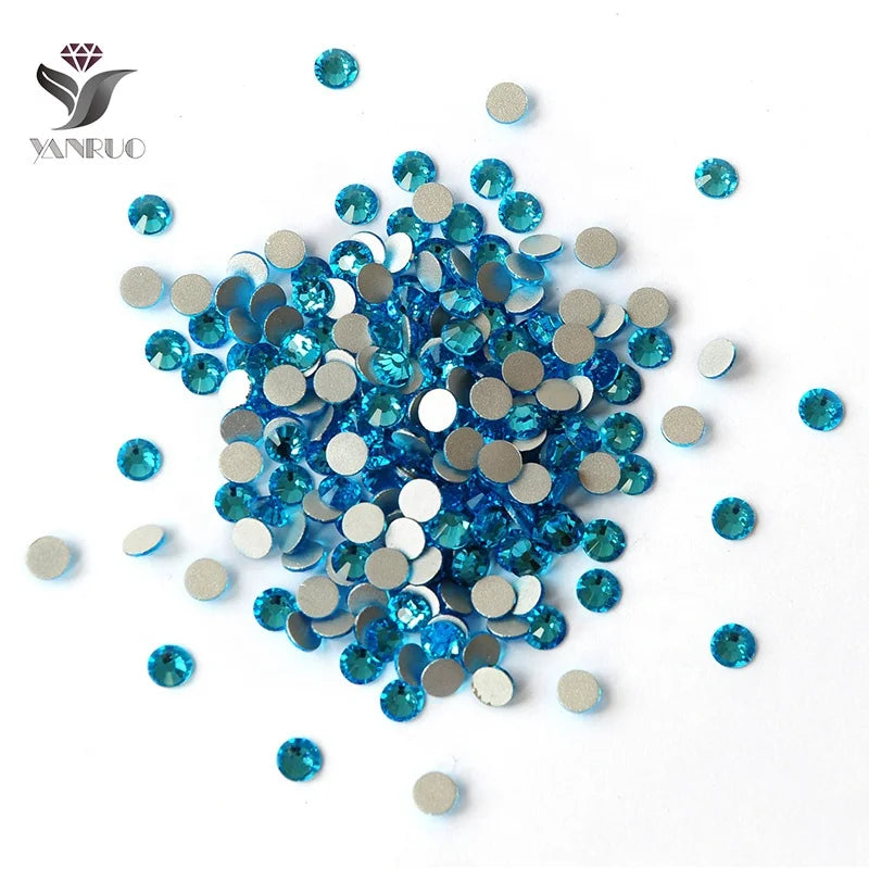 High Quality Aquamarine Color Nail Non Hotfix Diamond Nail Crystals Rhinestones