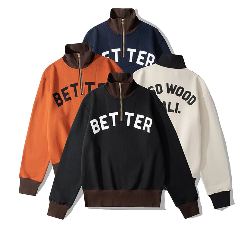 Men's Apparel  Essentials  Autumn Pullover Sweatshirt 100% Cotton Half-Zip Hoodie 3D Letter Hot Supplier Clothing Manufacturers