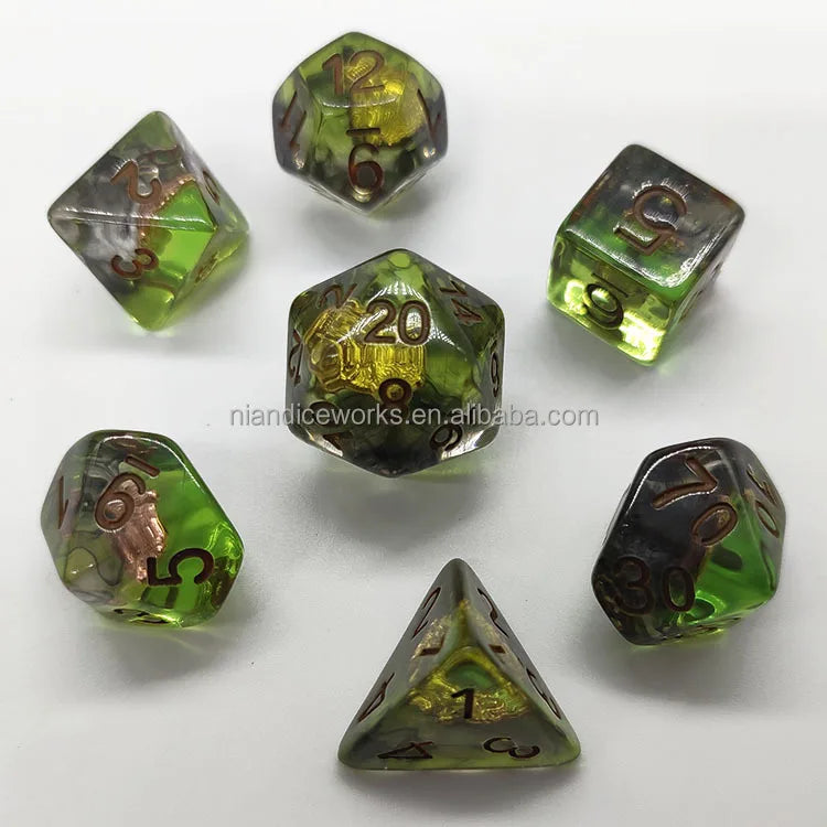 Nian Diceworks Customizable 16mm & 20mm Koi Resin Dice with Metal Toys for Dungeons and Dragons DND Games