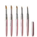 Wholesale 100 Pure Kolinsky Sable Acrylic Nails Flat Nail Art Brushes Brush With Pink Metal Handle Size#2 #4 #6 #8 #10 #12