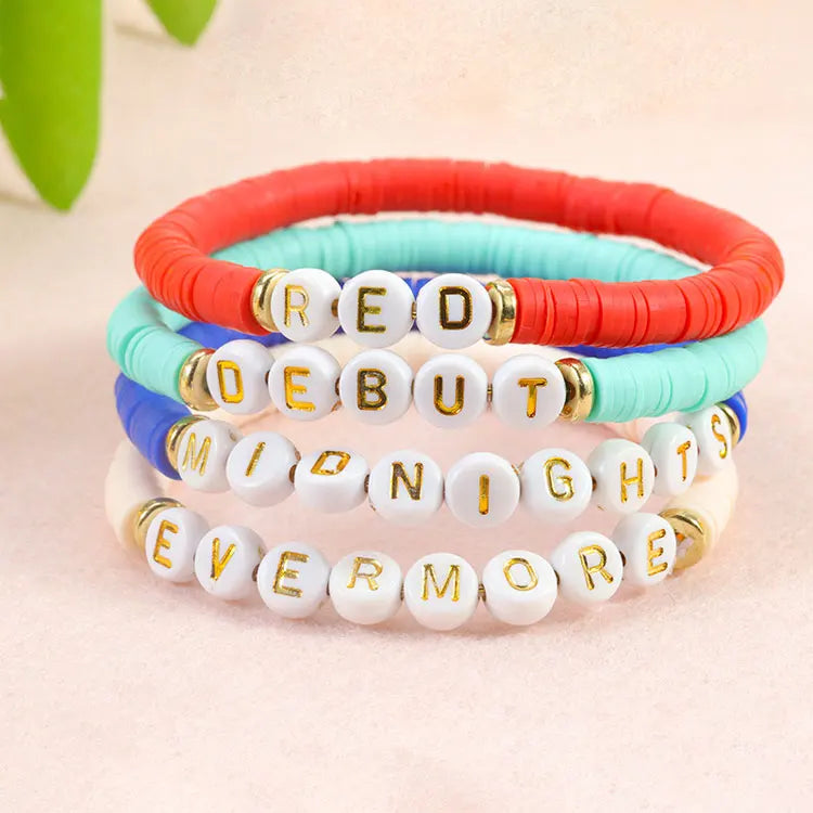 Wholesale Polymer Clay Heishi Disc Swiftie Bracelets Taylor Album Name 1989 Lover Inspired Letter Beads Bracelet Women Girls