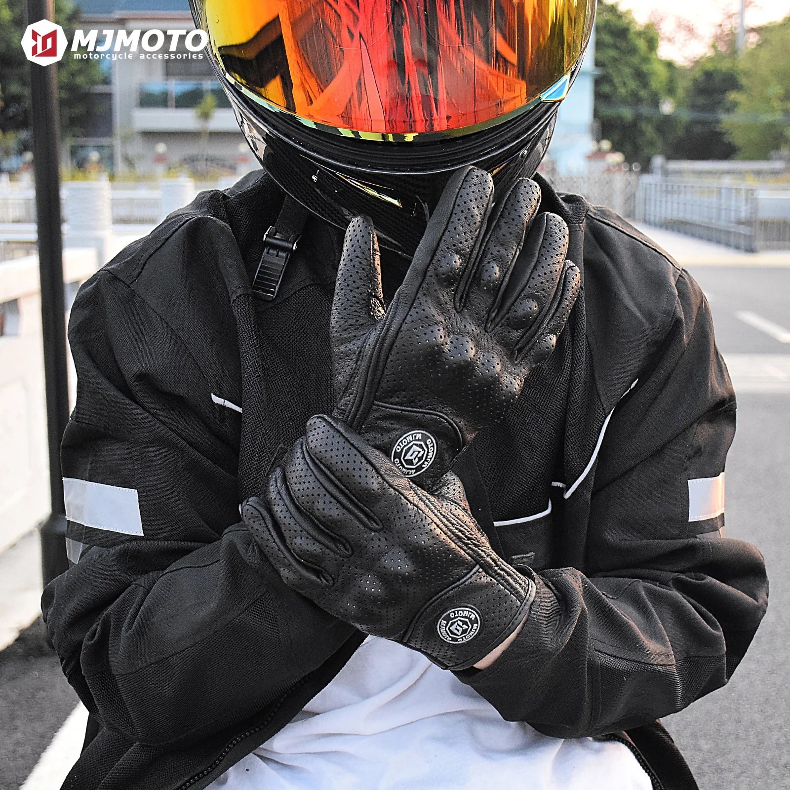 Genuine Leather Motorcycle Gloves Winter Motocross Gloves Men Summer Goatskin Motorbike Touch Screen Fist Joint Protect Guantes