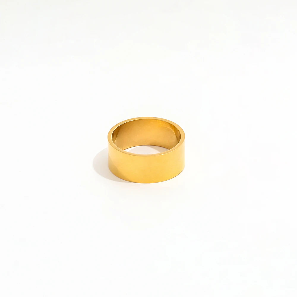 High End 18K PVD Gold Plated Brushed Band Rings Stainless Steel Women Rings Tarnish Free Jewelry