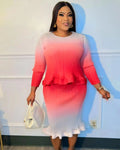 Sheen 2023 Fast Delivery Stretchable Miyaki Gradient Pleated Skirts and Tops Two Piece Set Women Clothing