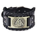 Vintage Viking Totem Triangle Rune Alloy Chain Wide Bracelet for Men