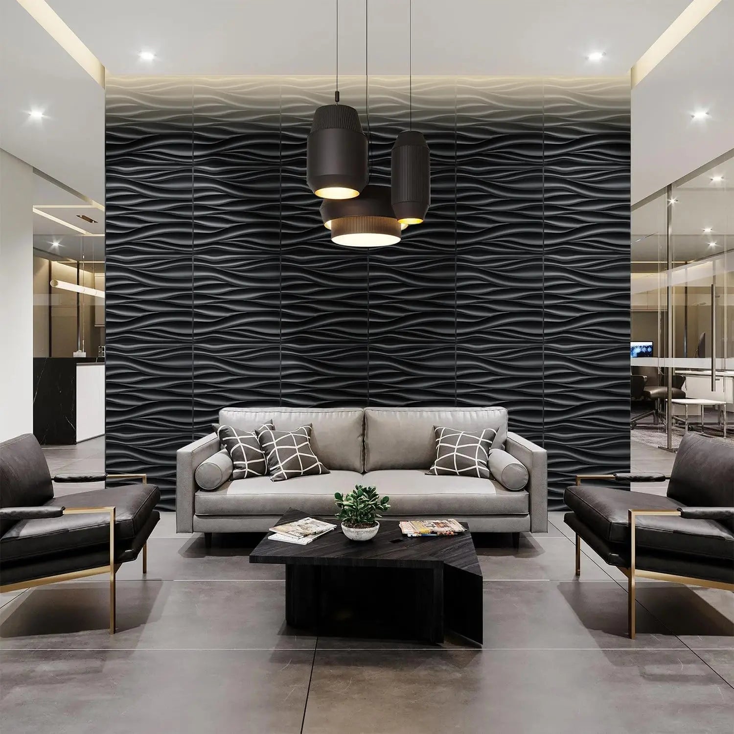 ZJ 1MM PVC Waterproof Soundproof Fireproof 3D Wall Panels for Gym Outdoor Modern for Living Room Background Wall Decoration