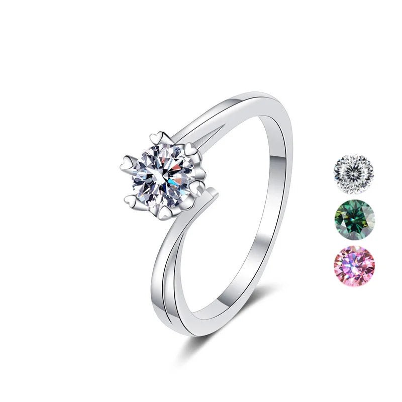Hot Sale Classic 925 Silver Total 0.3/0.5 Ct D Color Pass Diamond Tester Fine Jewellery Moissanite Ring for Women