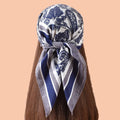 2025 New Elegant Cashew Flower Leaf Pattern Square Scarf 70cm Herringbone Retro Dual-Use Cotton Digital Printed