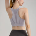 Women's New Fashion Sports Bra for Running Antibacterial Yoga Tank Top With Zipper Design Beauty Fitness Shockproof Logo Front