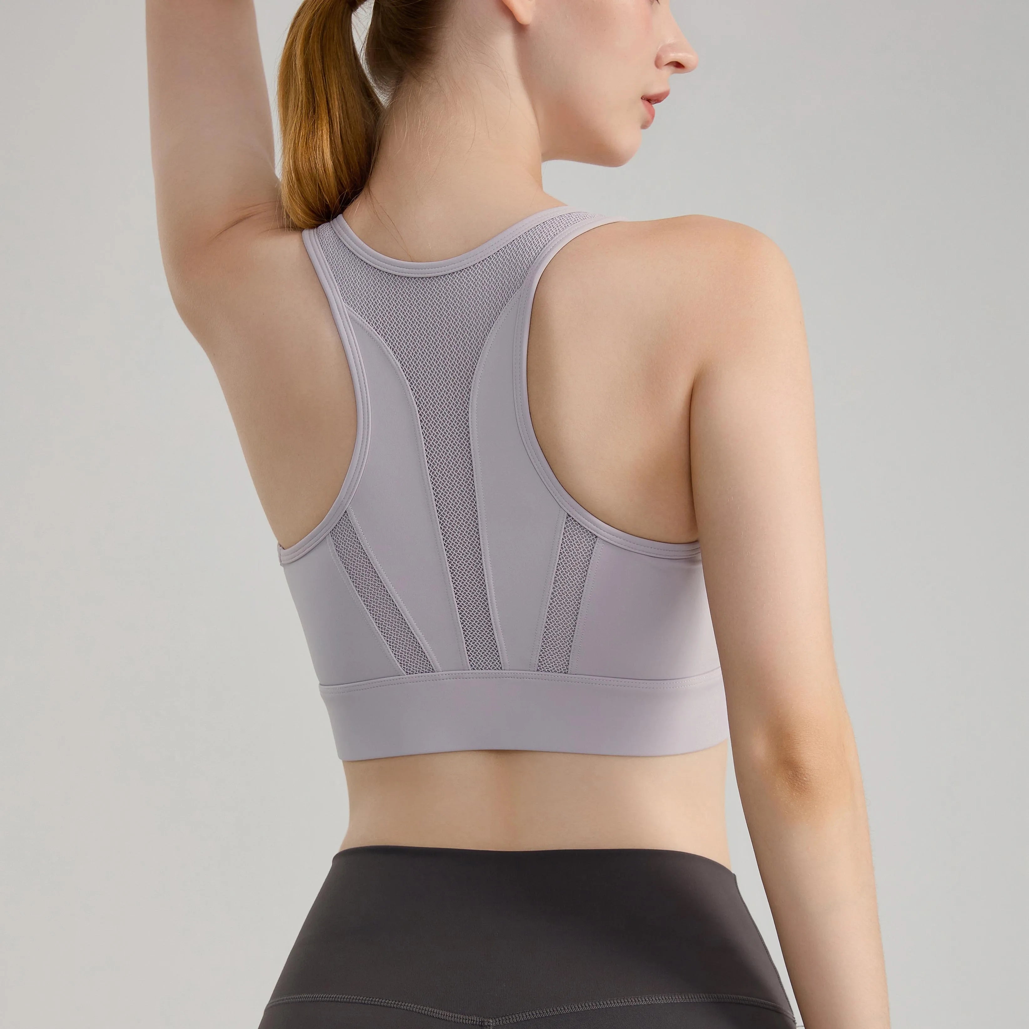 Women's New Fashion Sports Bra for Running Antibacterial Yoga Tank Top With Zipper Design Beauty Fitness Shockproof Logo Front
