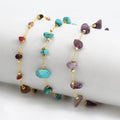 Bohemian Irregular Gravel Natural Raw Stone Alloy Chain Crystal Amethyst Rose Quartz Anklet Beach Anklets for Women