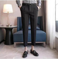 Men's Spring Summer Suit Pants Quick-Drying High Elastic Non-Iron Wrinkle-Resistant for Business Leisure Pleated Front Plus Size