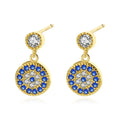 Classic Hotsale Evil Eye Earrings Jewelry 925 Silver Gold Plated Drop Zircon Turkey Blue Eye Earrings for Women