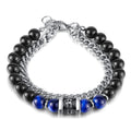 Best Selling Luxury Stainless Steel Chain Natural Blue Tiger Eye Stone Bracelets Healing Crystal Jewelry for Men