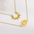 Minimalist Tarnish Free 18K Gold Plated Sun Shape Wholesale Stainless Steel Geometric Fashion Jewelry Pendant Necklace for Women