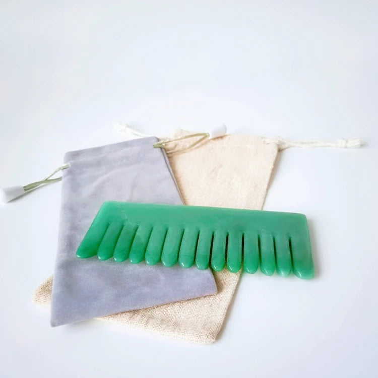 Hongzhuo Wholesale Beautiful Green Aventurine Jade Gemstone Comb Home Decoration Daily Usage Healing