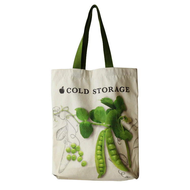 Promotion Custom Natural Durable 100% Cotton Canvas Plant Pattern Shopping Tote Bag with Logo Silkscreen Printed