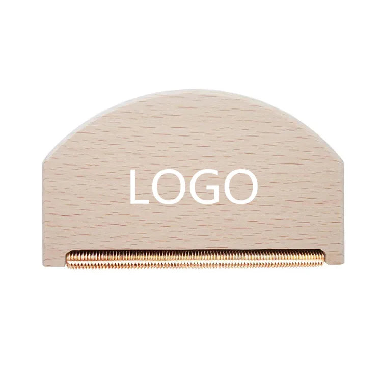 Custom Logo Portable Beech Wood Cashmere Comb Wool Brush Copper Pilling Sweater Comb