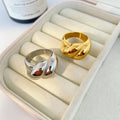 Titanium Steel Gold Plated Ring Joyas De Acero Inoxidable Fashion Fried Dough Twists Texture Ring Jewelry for Women
