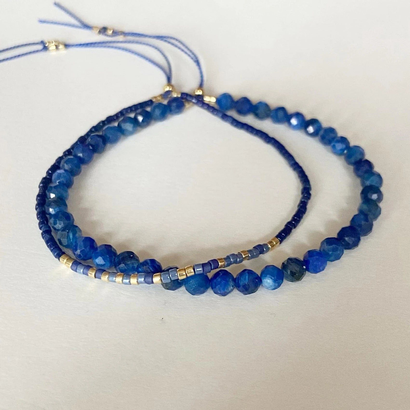 Natural Gemstone Bracelet with Faceted 4mm Beads Healing Protective Handmade Adjustable Stone Bracelet Sets for Women Men Gifts