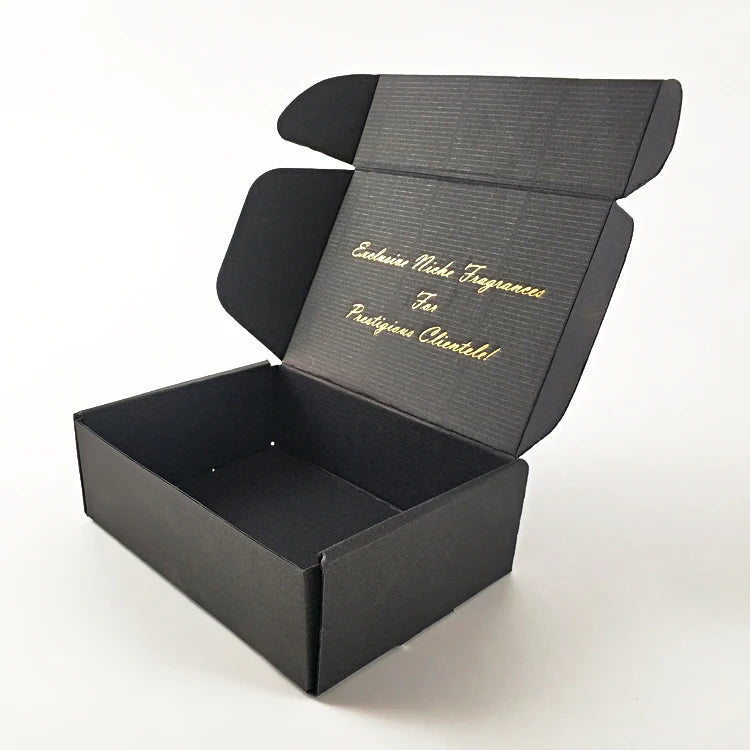 Custom Eco Friendly Shirt Apparel Shipping Cardboard Paper Boxes Black Corrugated Box for Dress