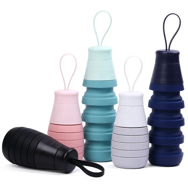 Eco-Friendly Collapsible Food Grade Silicone Water Bottle 500ml for Outdoor Sports & Gym Use Unisex Design