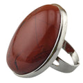 Wholesale Silver Plated Red Jasper Gemstone Rings Round Shape 25x30mm Fine Jewelry Women Wear Adjustable Finger Rings
