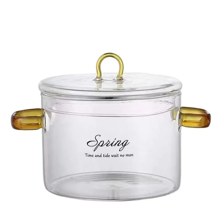 Small Household High Borosilicate Glass Soup Stock Pot Transparent Cooking Pot for Electric Ceramic Stove High Temperature